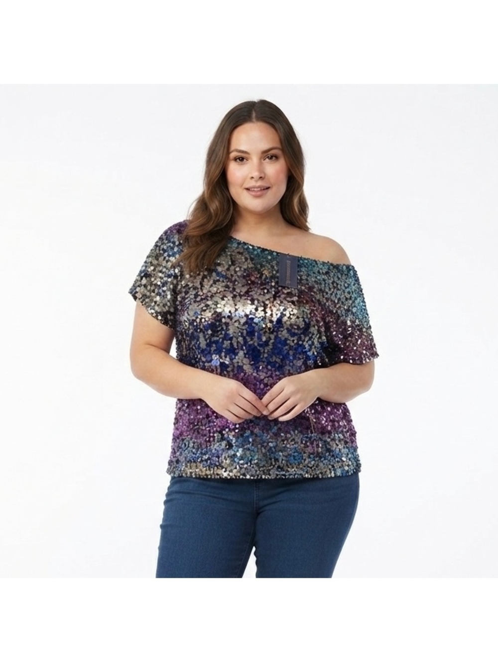 anna-kaci Sequin Ombre Off-Shoulder Top 3XL